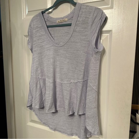 WE THE FREE Slub Jersey Top Size Xs Scoop Neck Short Sleeve Tiered Hi Low ice - Picture 1 of 4
